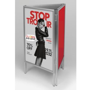 Stop-Trottoir Triangulaire A1 Structure aluminium pliable avec 3 faces d’affichage