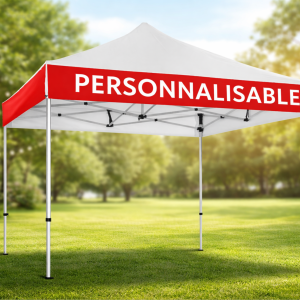 Tentes avec bannières interchangeables 3 x 3 m structure avec impression